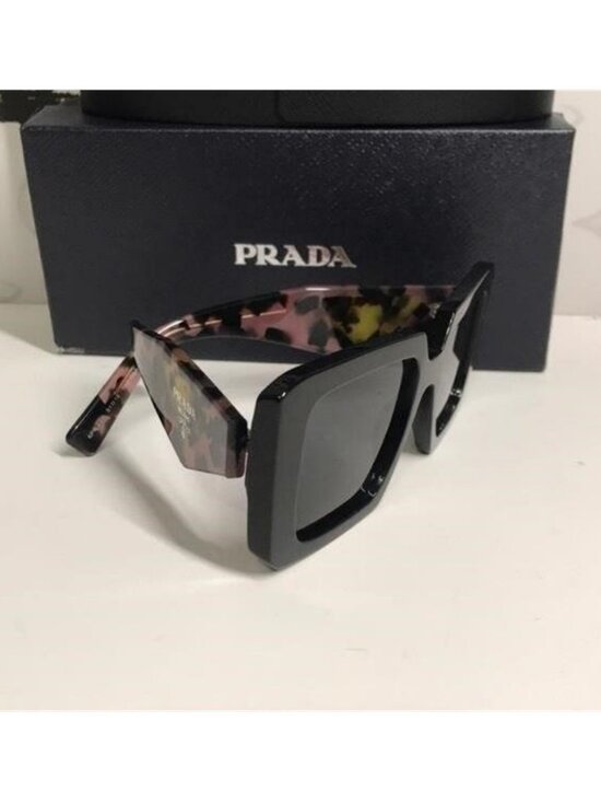 New Authentic Prada SPR23Y Symbole Square Sunglasses – Black & Pink main image 5